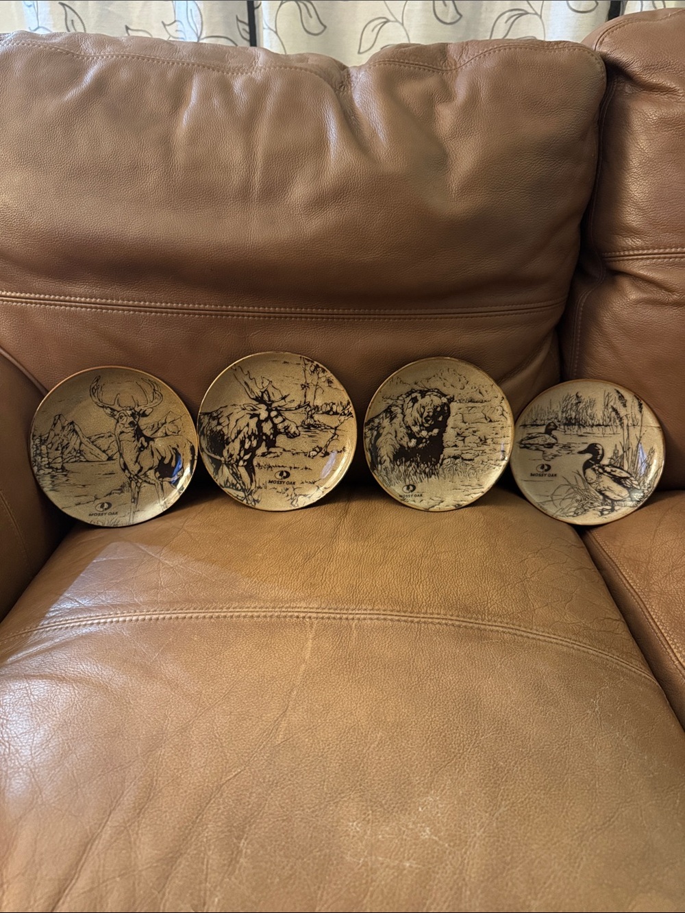 Mossy Oak Decorative Wall Salad Plates Brown Set of 4 (Bear, Moose, Deer, Duck)